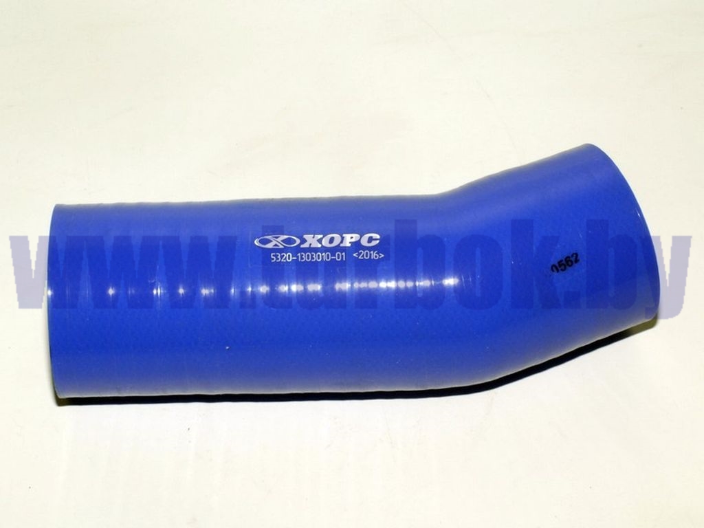Шланг подводящий (патрубок радиатора верхний,L=191,d=56) КАМАЗ-65115 силикон синий