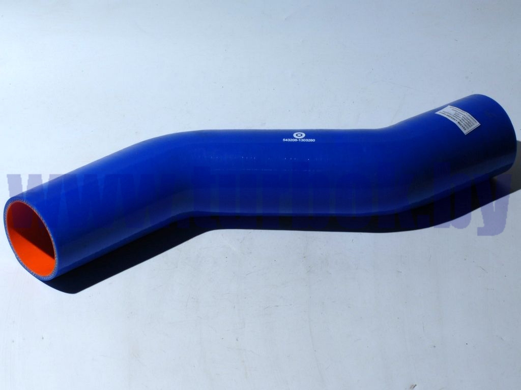 Шланг отводящий (патрубок радиатора нижний S-образный, L=475, D=70х80) силикон синий